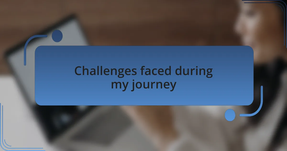 Challenges faced during my journey