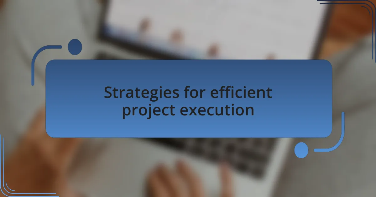Strategies for efficient project execution
